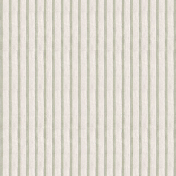 Vivienne Pistachio fabric features delicate embroidered stripes on a soft green linen-blend for custom curtains.