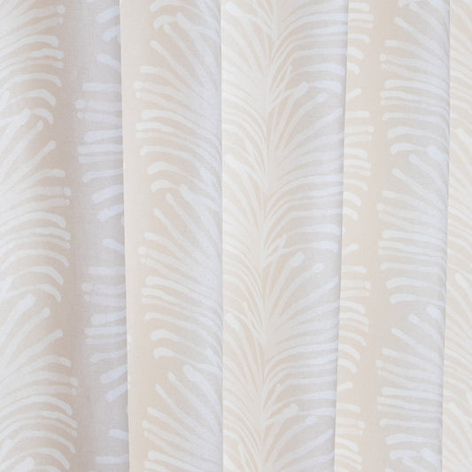 close up of Beige Botanical Stripe Printed Cotton fabric curtain