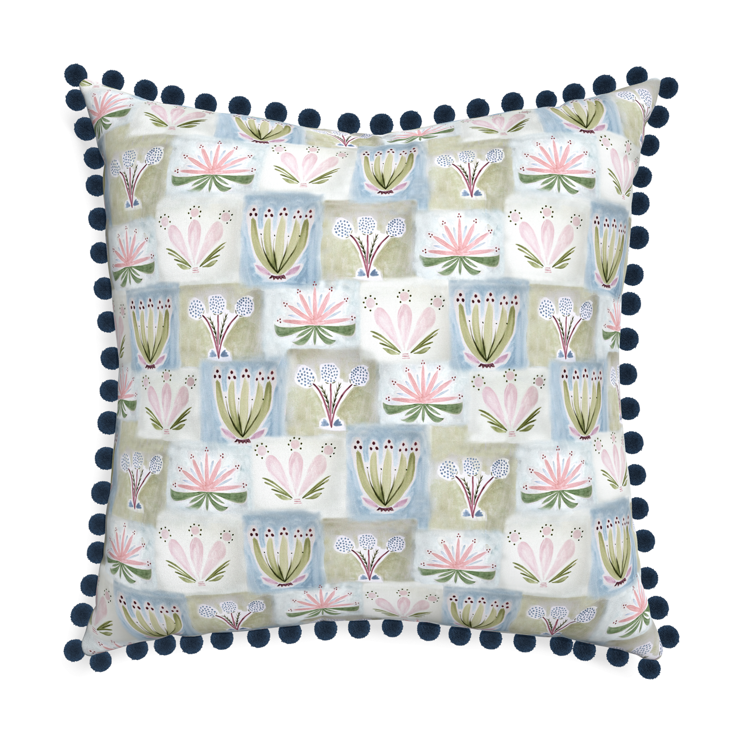 Euro-sham harper custom hand-painted floralpillow with c on white background