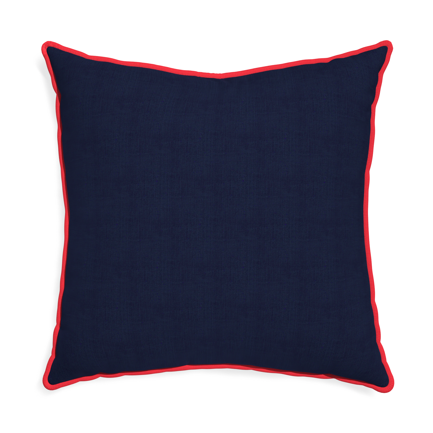 Euro-sham midnight custom navy bluepillow with cherry piping on white background