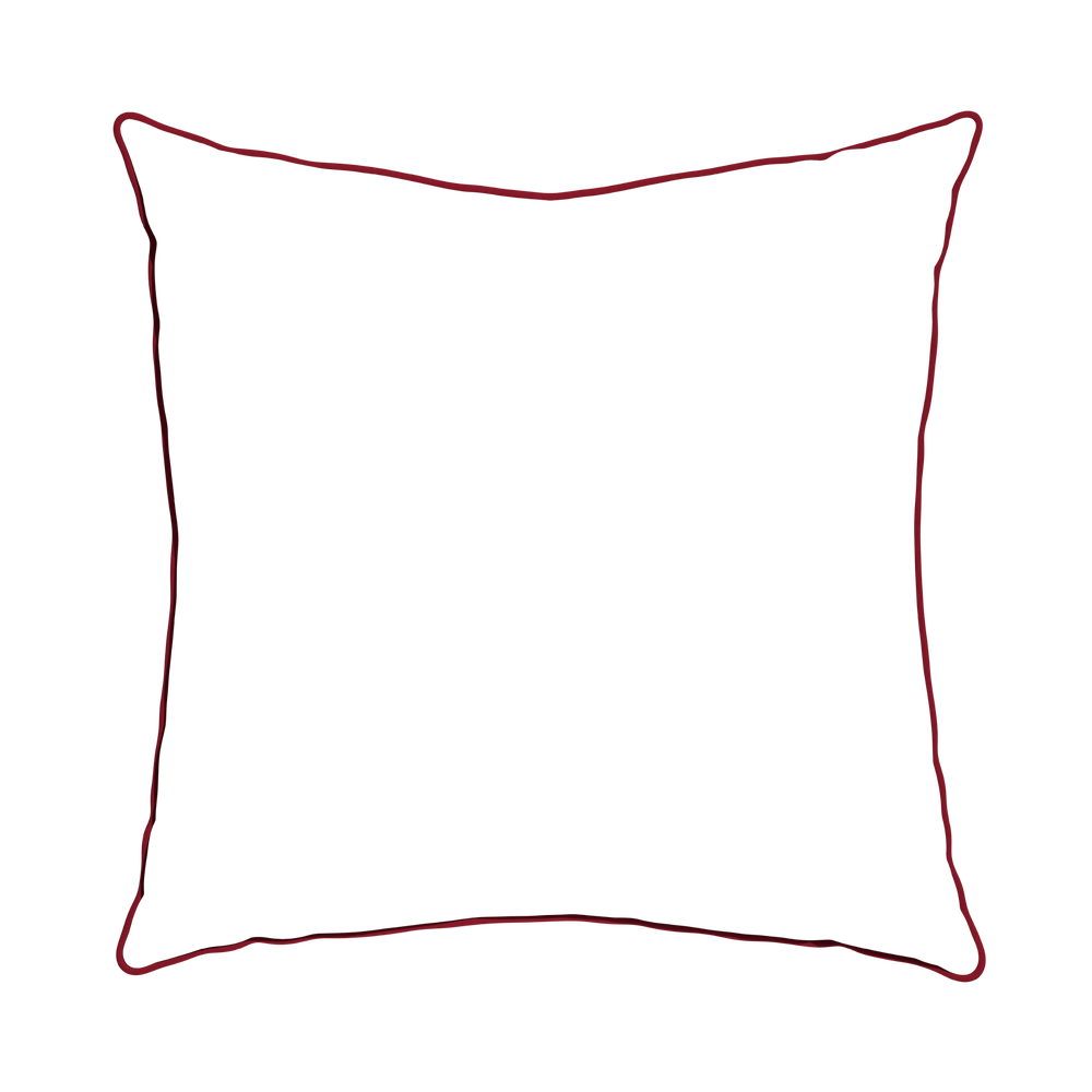 Euro-sham ruby moss custom pillow with cherry piping on white background