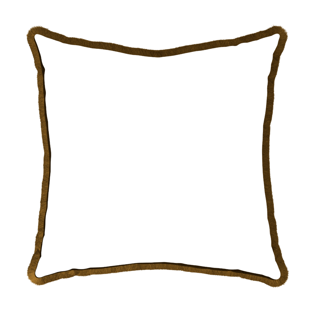 Euro-sham ruby moss custom pillow with copper fringe on white background