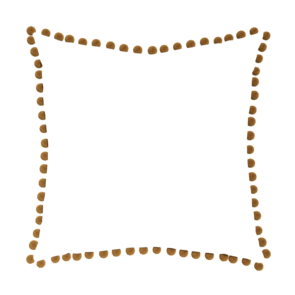 Euro-sham ruby moss custom pillow with copper pom pom on white background