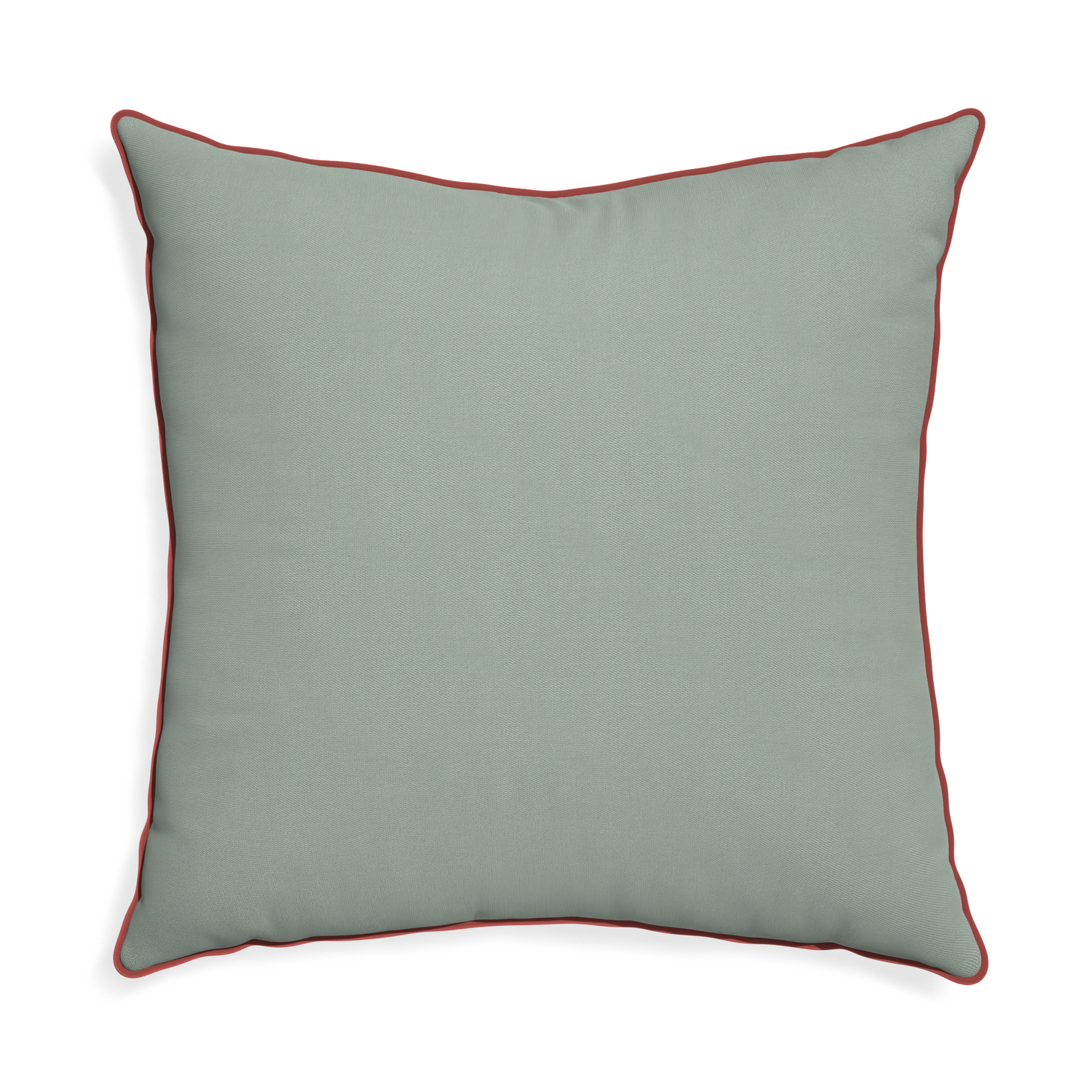 Euro-sham sage custom sage green cottonpillow with c piping on white background
