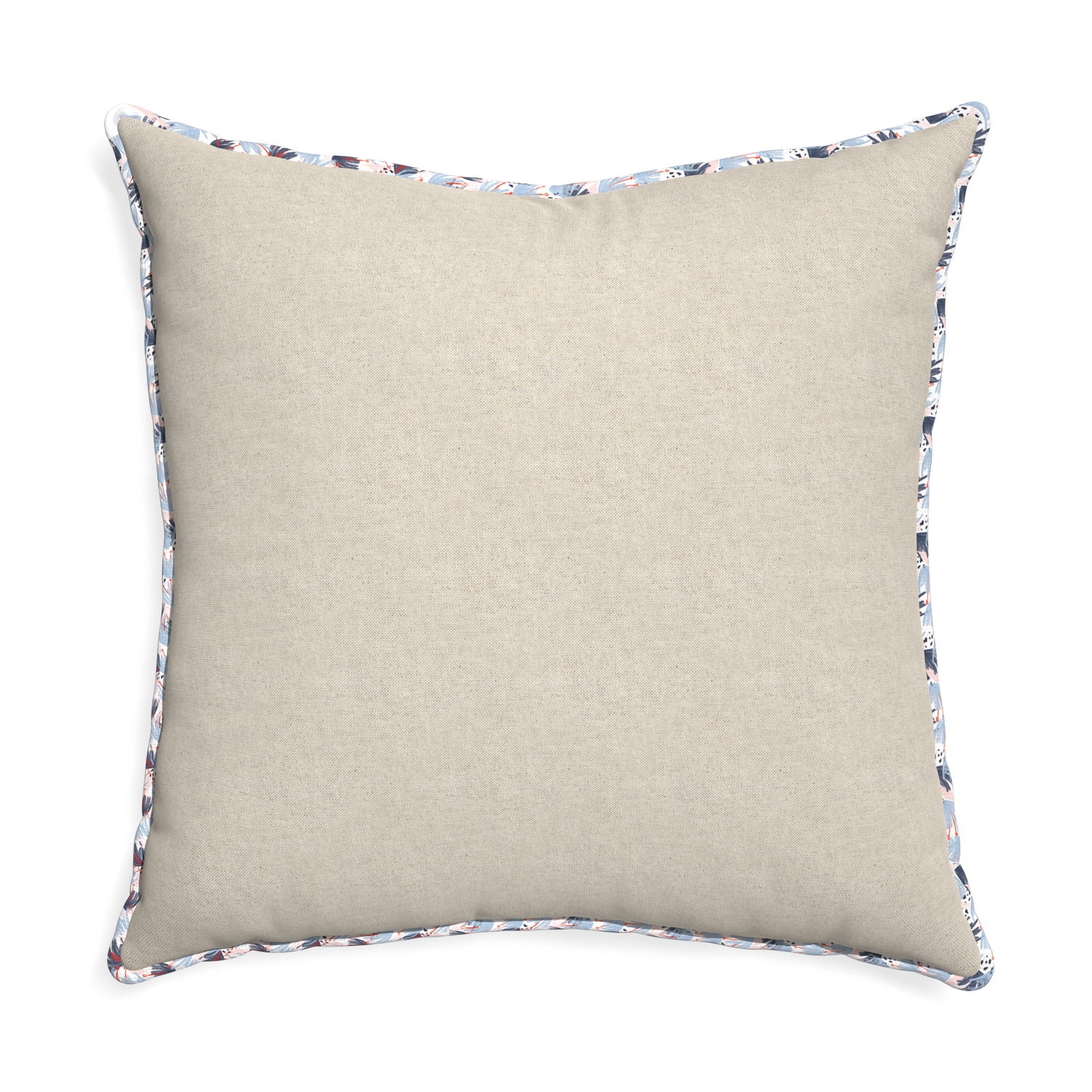 Euro-sham oat custom light brownpillow with e piping on white background