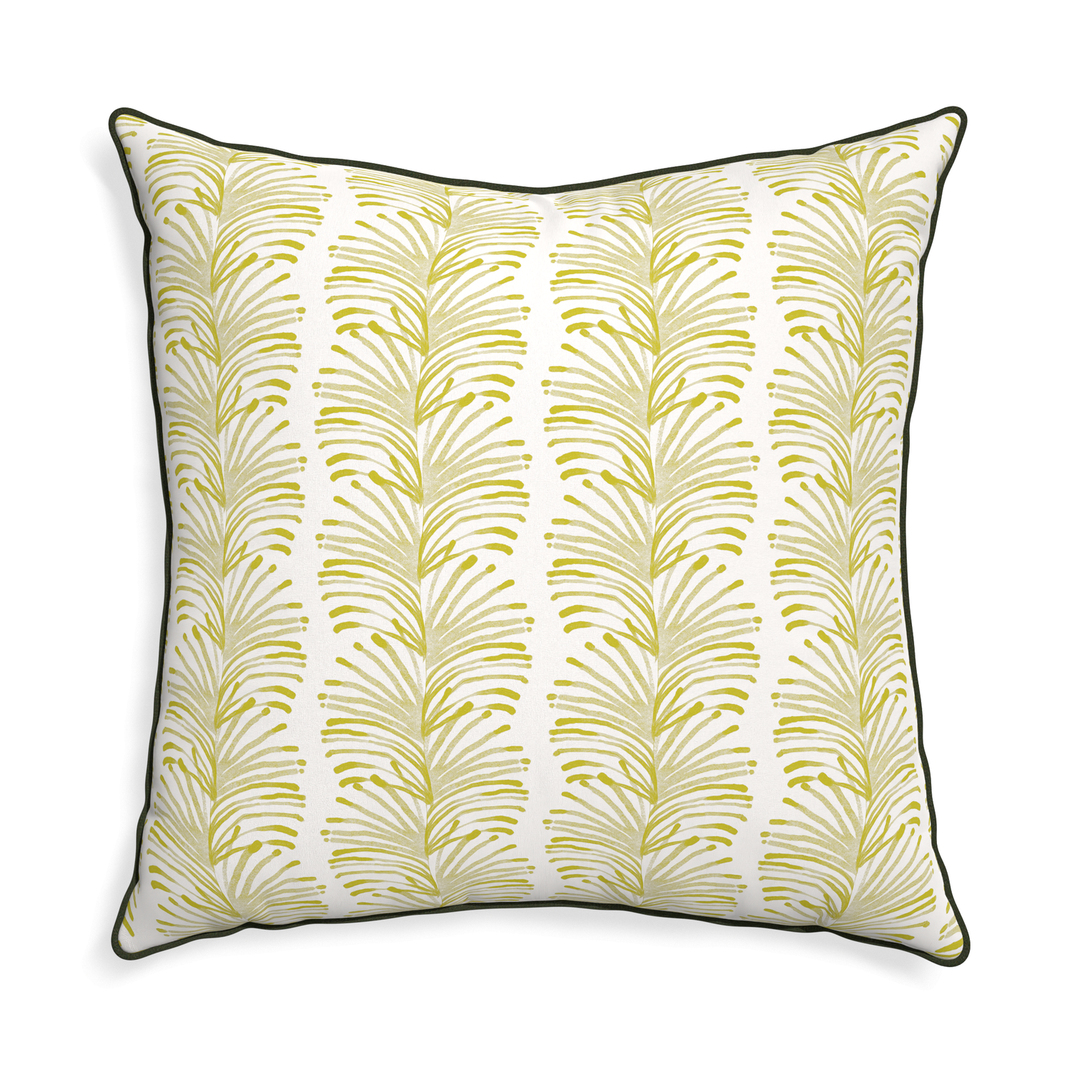 Euro-sham emma chartreuse custom yellow stripe chartreusepillow with f piping on white background