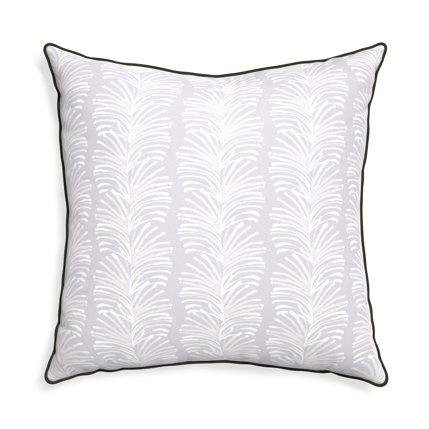 Euro-sham emma lavender custom lavender botanical stripepillow with f piping on white background