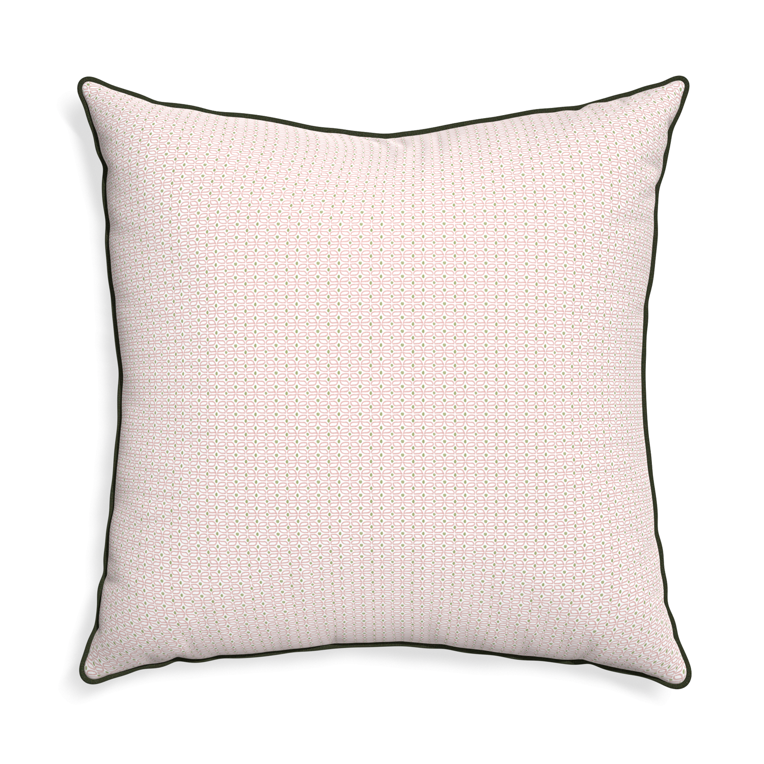 Euro-sham loomi pink custom pink geometricpillow with f piping on white background