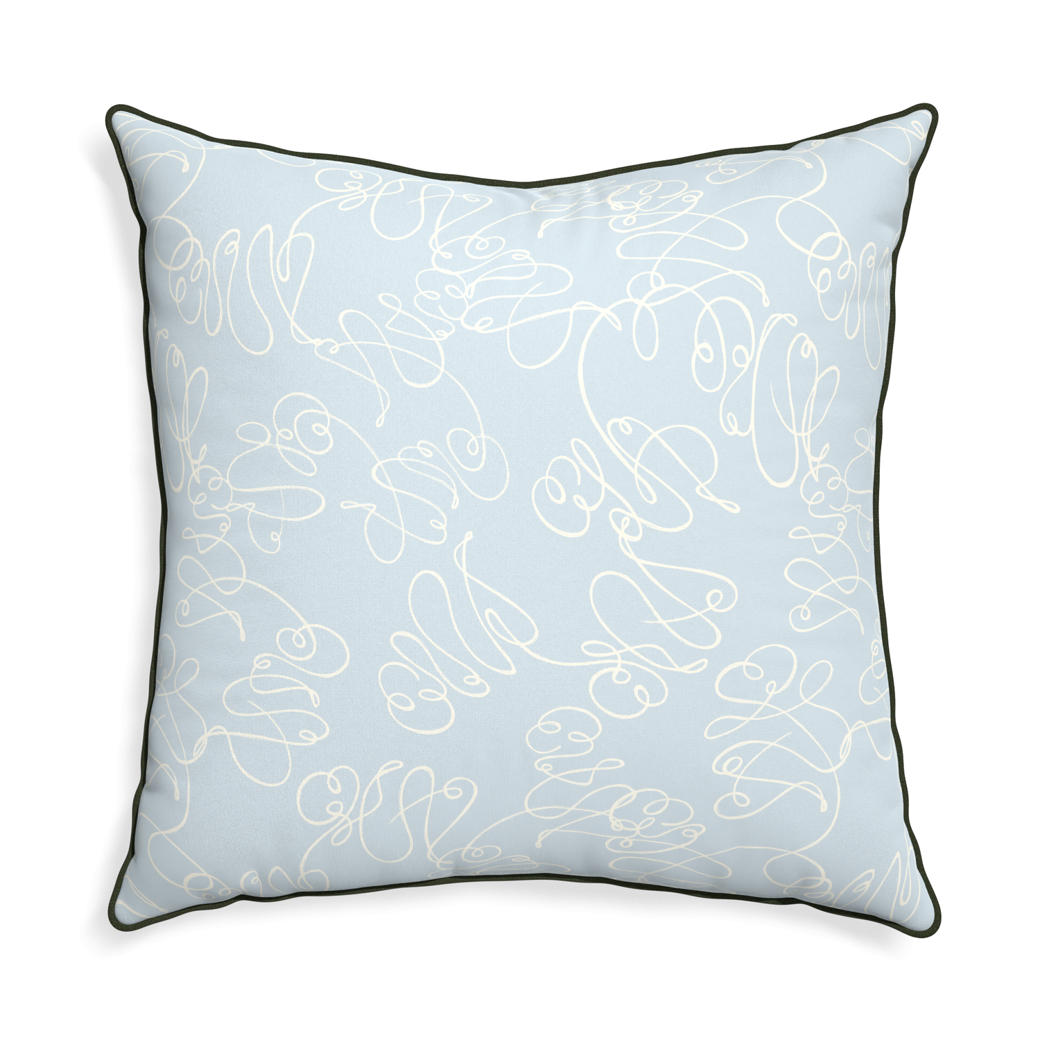 Euro-sham mirabella custom powder blue abstractpillow with f piping on white background