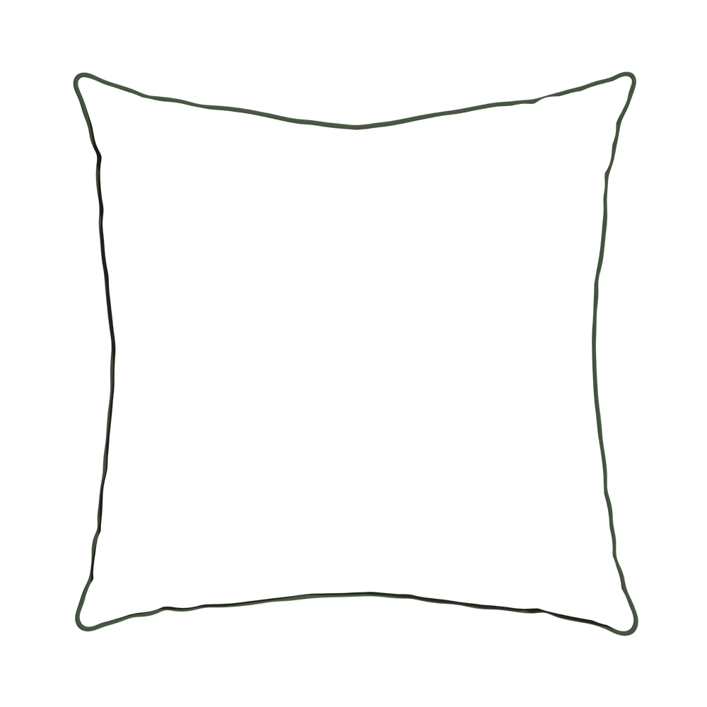 Euro-sham ruby moss custom pillow with f piping on white background