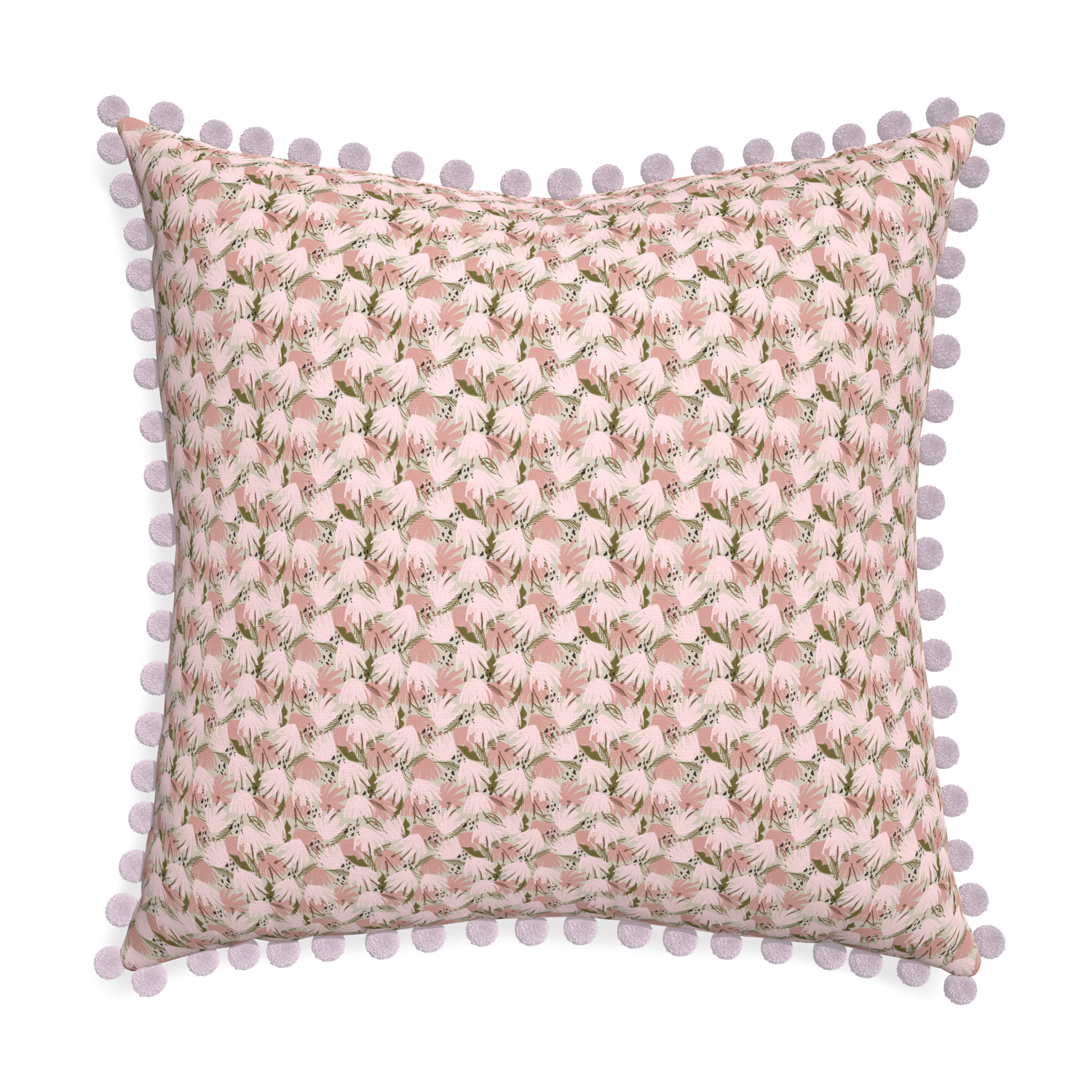Euro-sham eden pink custom pink floralpillow with l on white background
