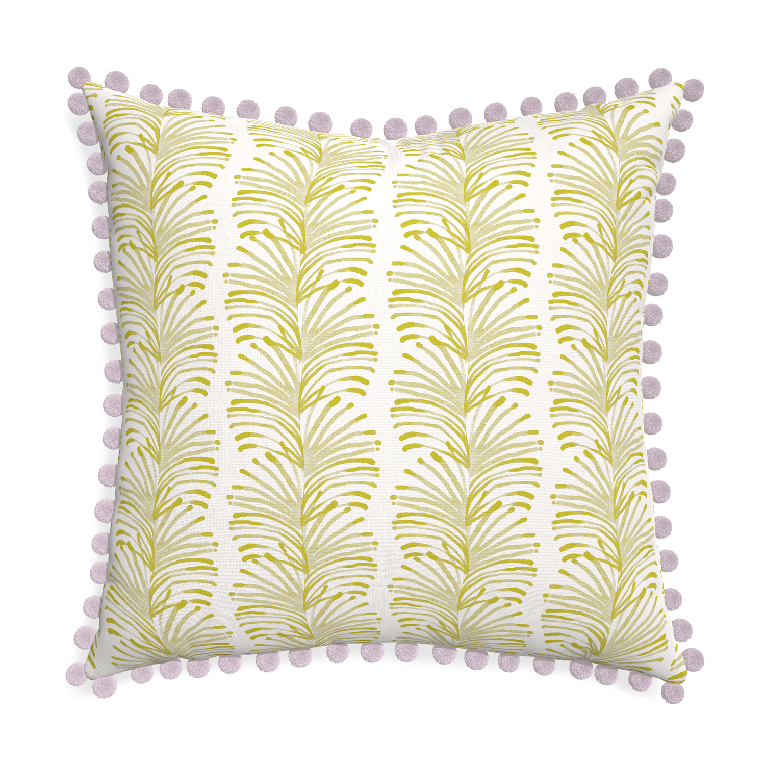 Euro-sham emma chartreuse custom yellow stripe chartreusepillow with l on white background