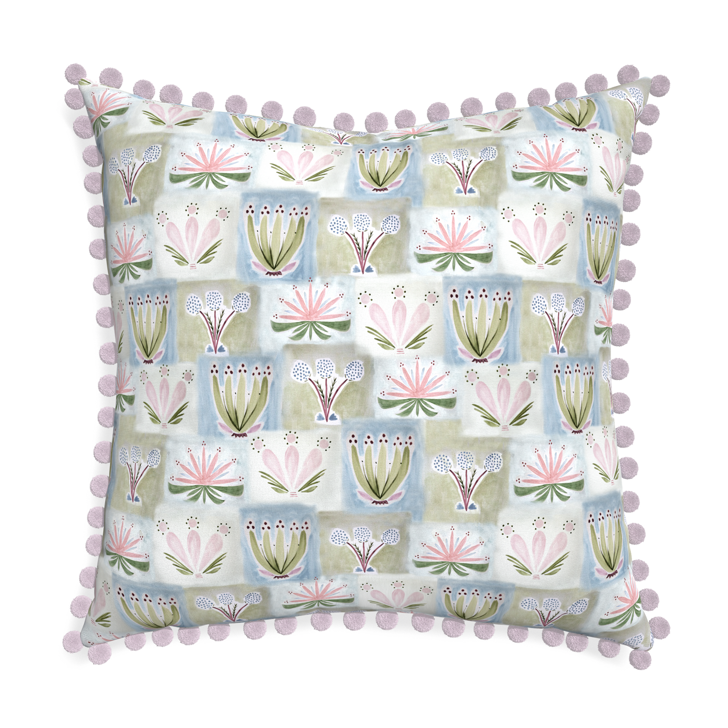 Euro-sham harper custom hand-painted floralpillow with l on white background