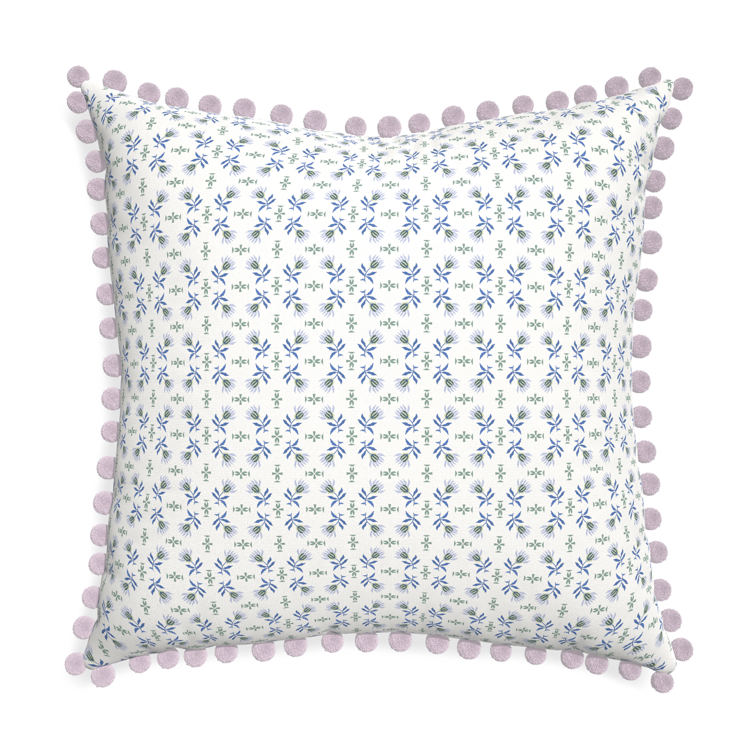 Euro-sham lee custom blue & green floralpillow with l on white background