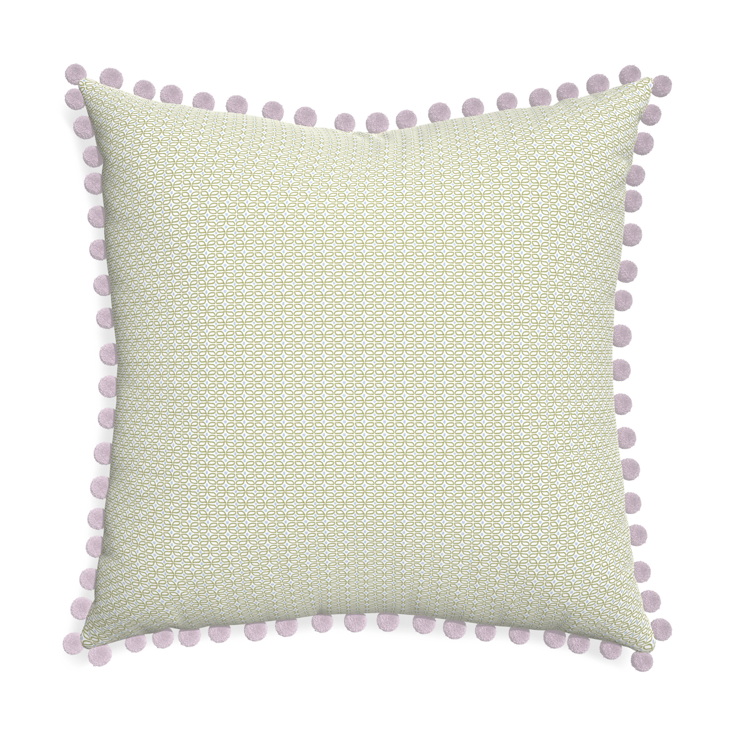 Euro-sham loomi moss custom moss green geometricpillow with l on white background