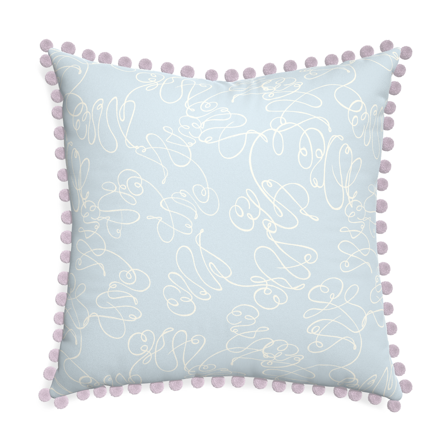 Euro-sham mirabella custom powder blue abstractpillow with l on white background