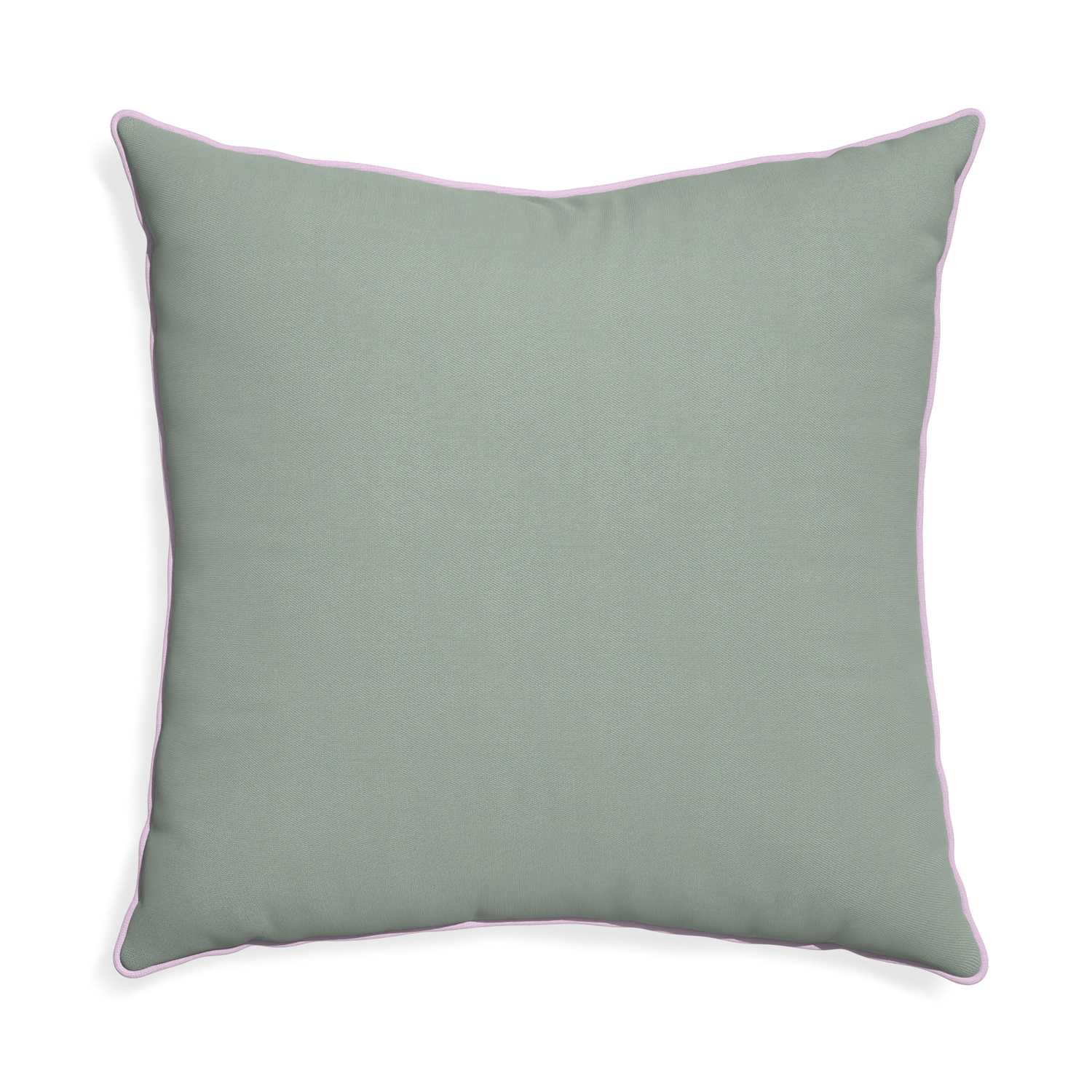 Euro-sham sage custom sage green cottonpillow with l piping on white background