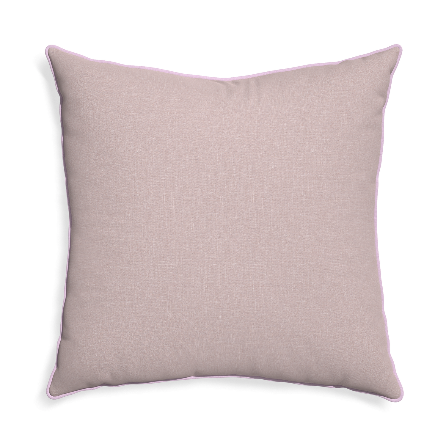 Euro-sham orchid custom mauve pinkpillow with l piping on white background