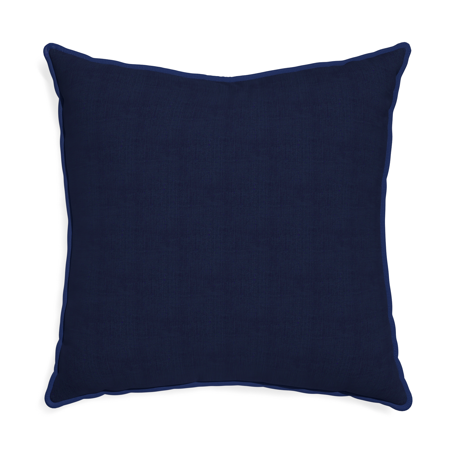 Euro-sham midnight custom navy bluepillow with midnight piping on white background