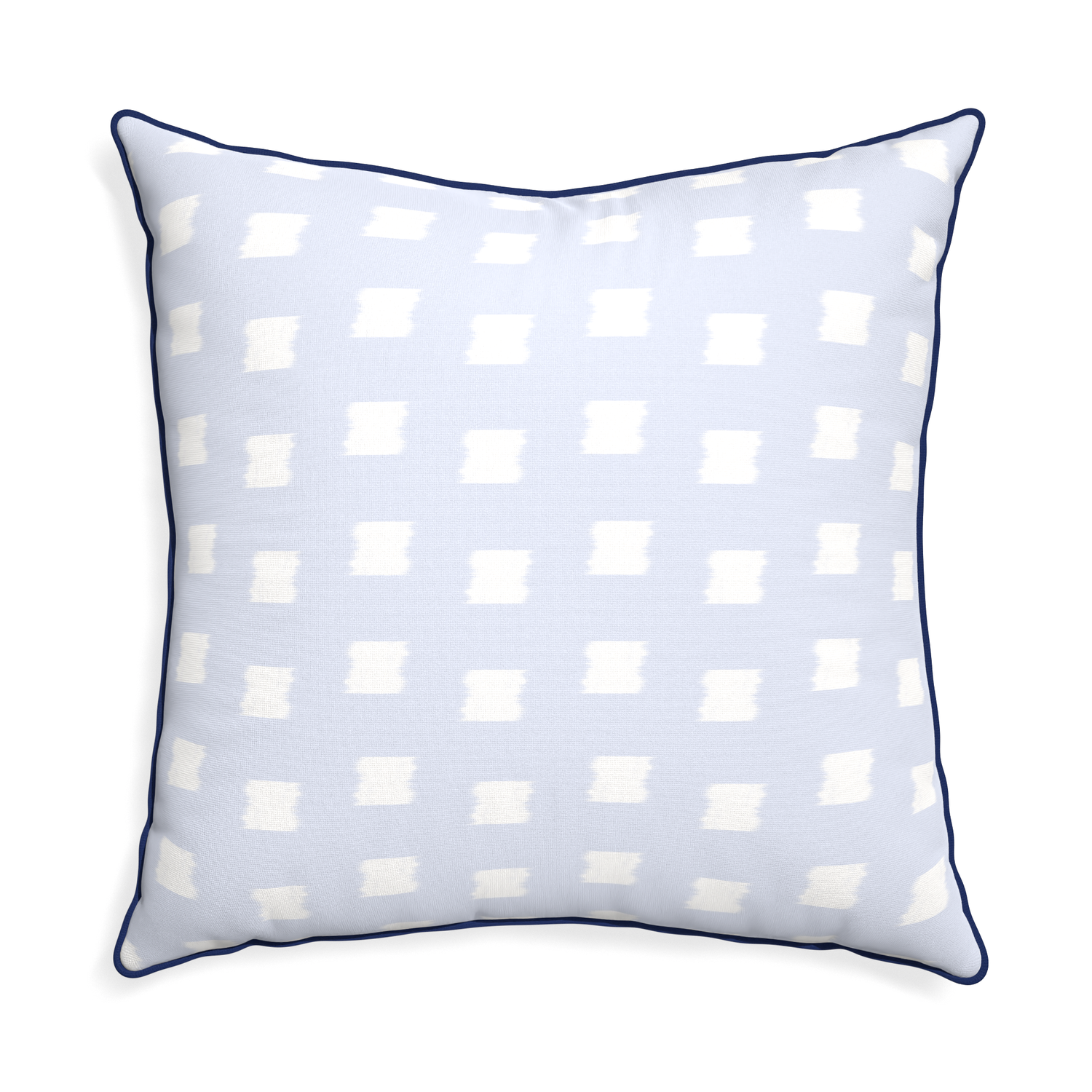 Euro-sham denton custom sky blue patternpillow with midnight piping on white background