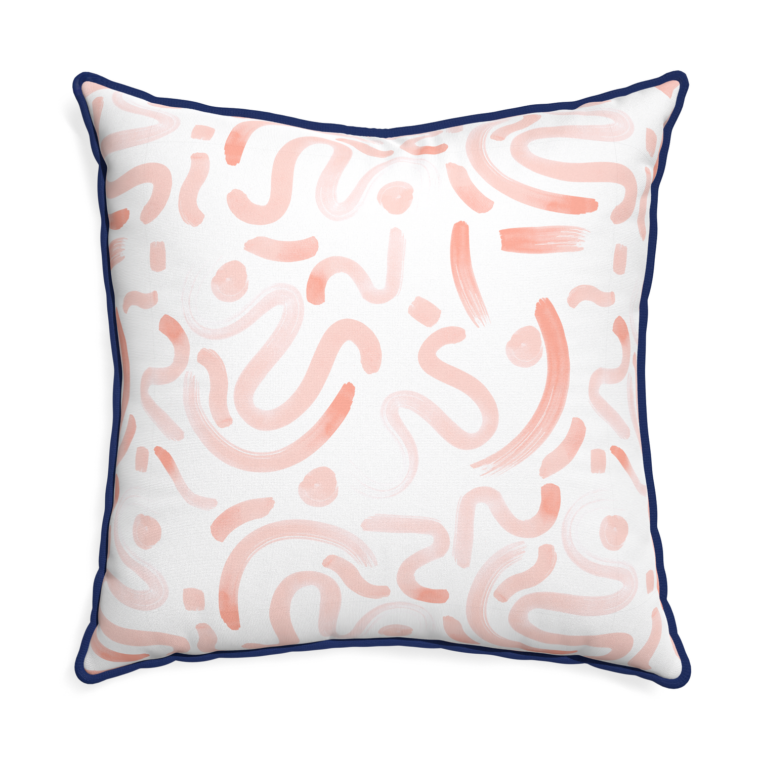 Euro-sham hockney pink custom pink graphicpillow with midnight piping on white background