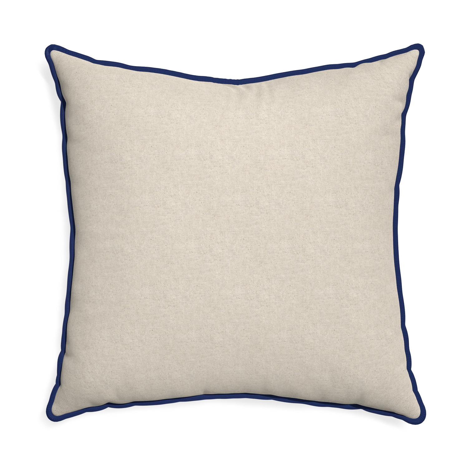 Euro-sham oat custom light brownpillow with midnight piping on white background