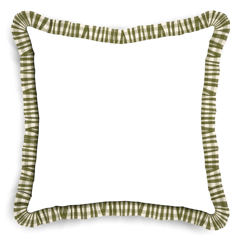 Euro-sham ruby moss custom pillow with m on white background