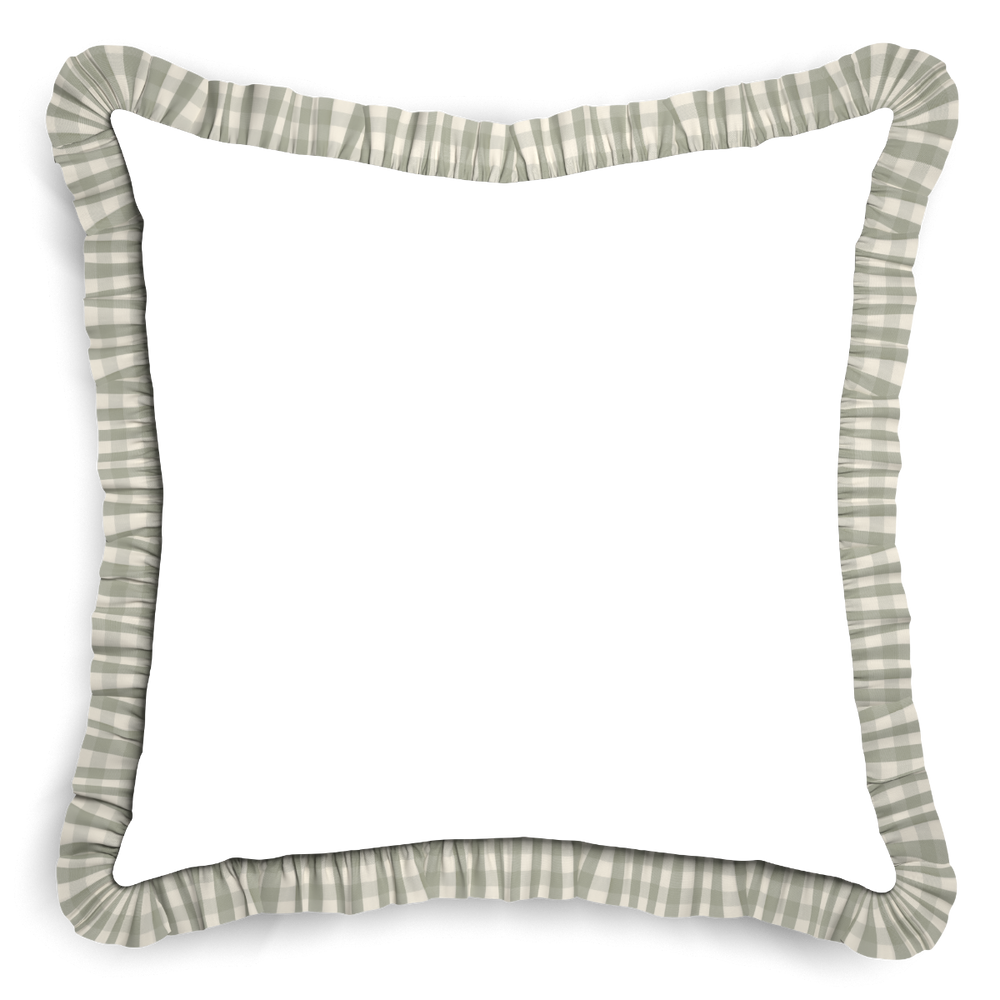 Euro-sham ruby moss custom pillow with m on white background