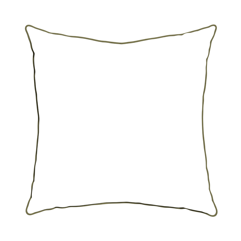 Euro-sham ruby moss custom pillow with moss piping on white background
