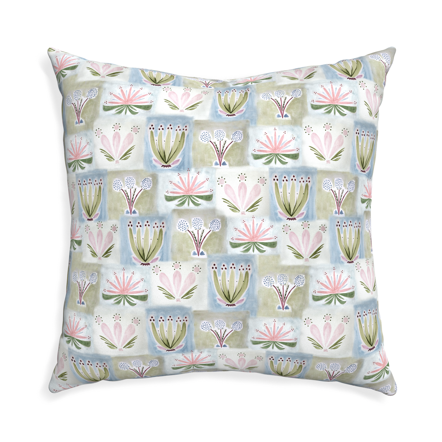 Euro-sham harper custom hand-painted floralpillow with none on white background