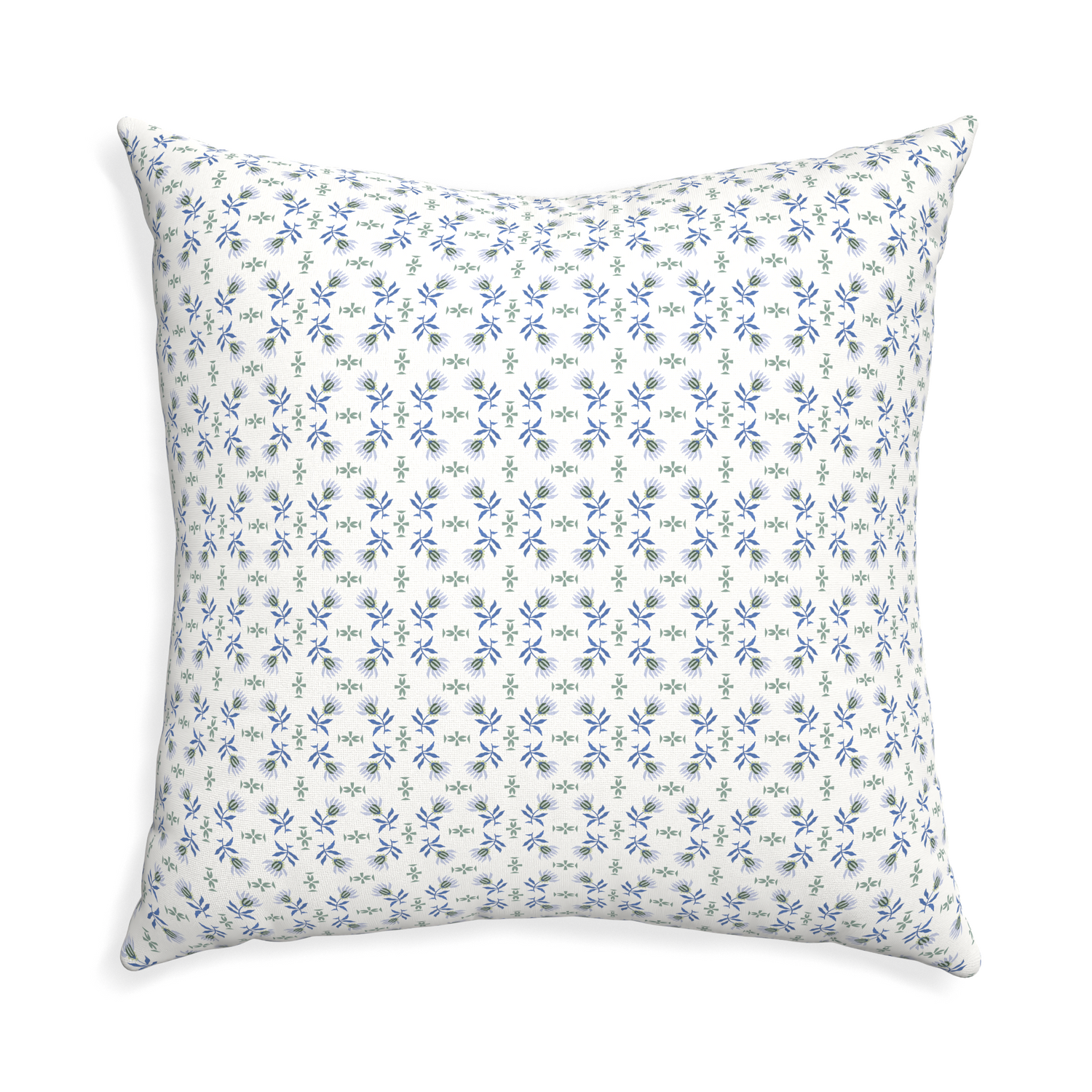 Euro-sham lee custom blue & green floralpillow with none on white background