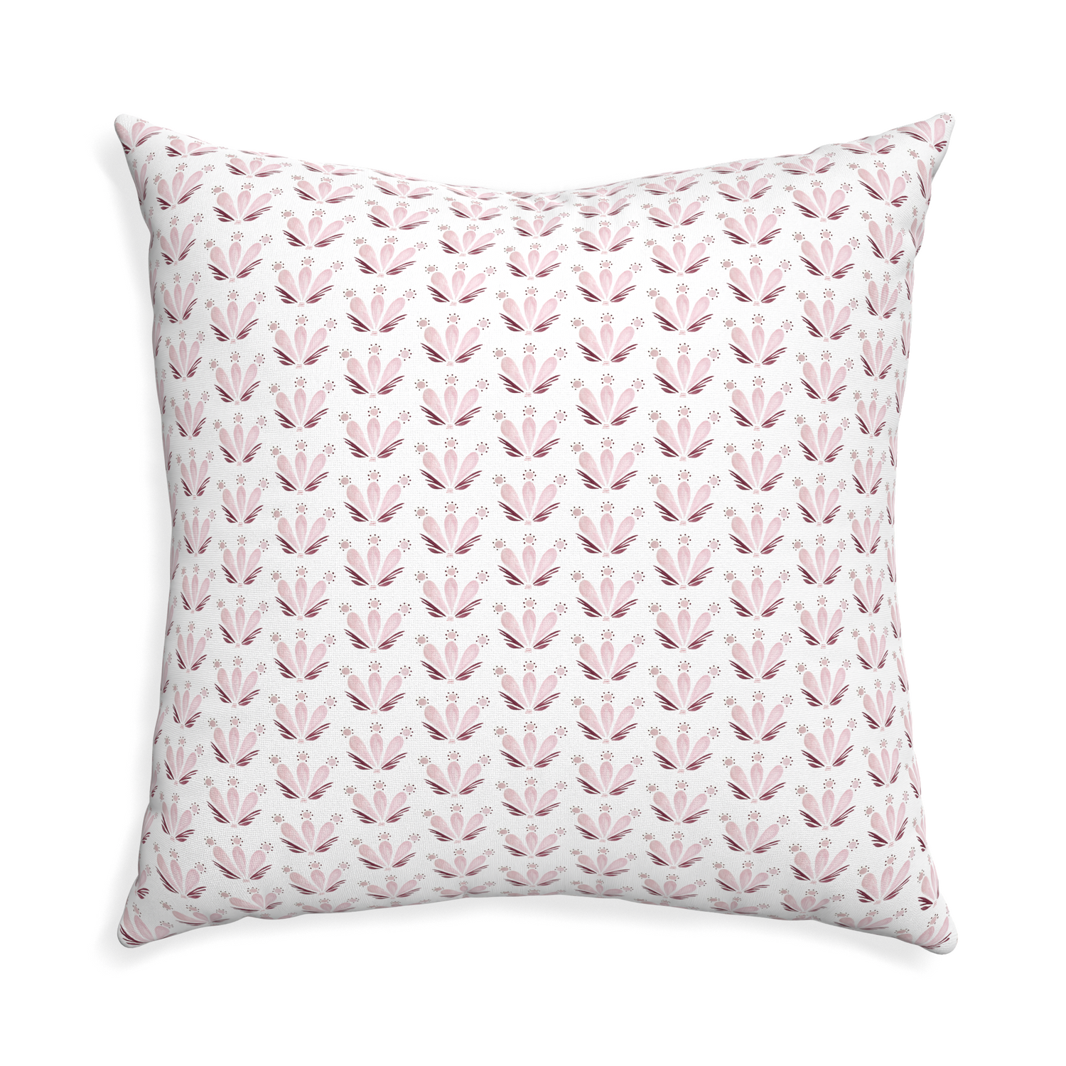 Euro-sham serena pink custom pink & burgundy drop repeat floralpillow with none on white background