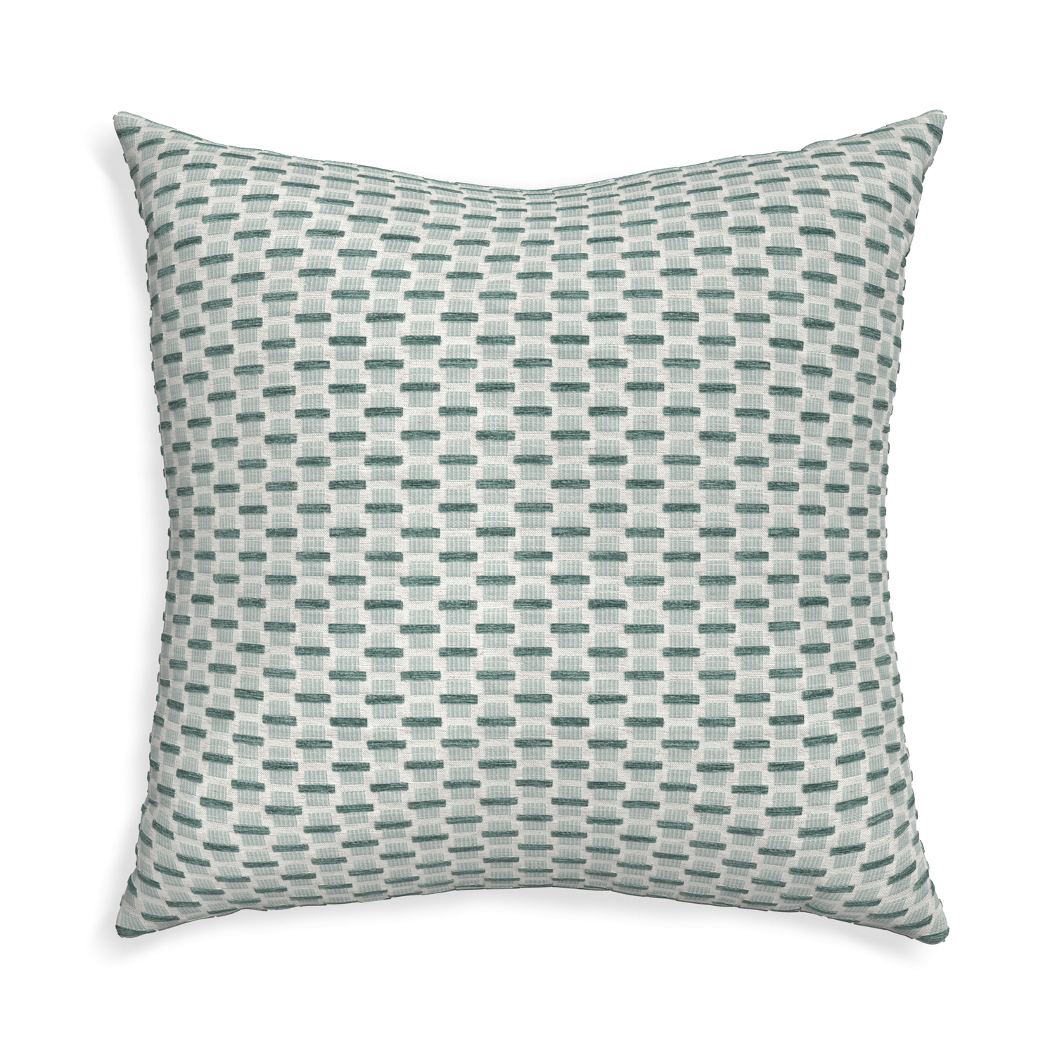 Euro-sham willow mint custom green geometric chenillepillow with none on white background