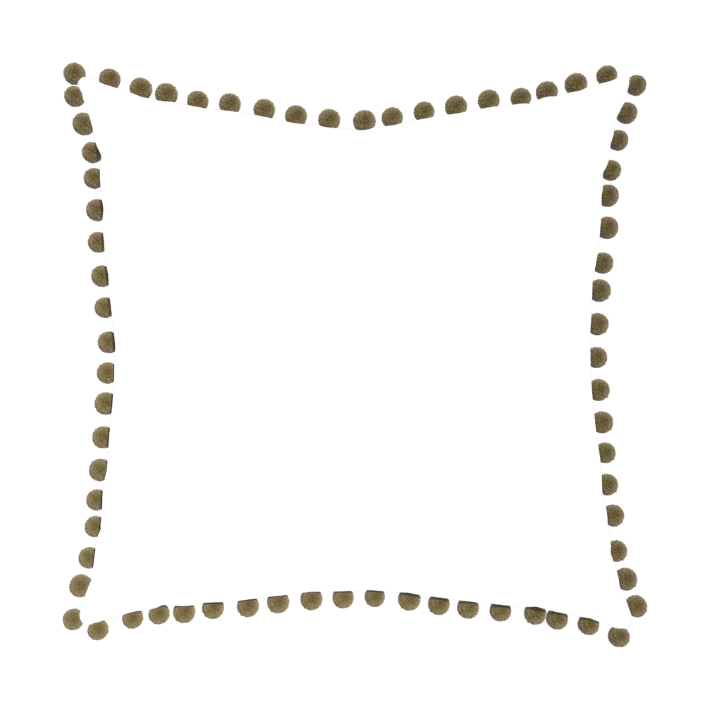 Euro-sham ruby moss custom pillow with olive pom pom on white background