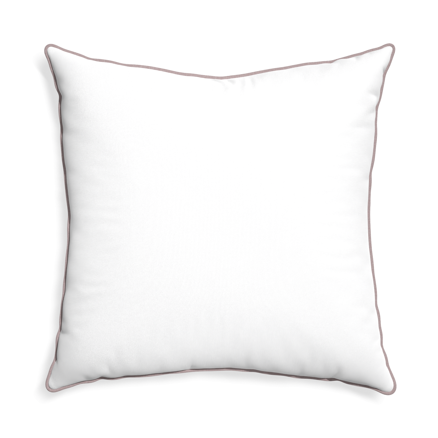 Euro-sham snow custom white cottonpillow with orchid piping on white background