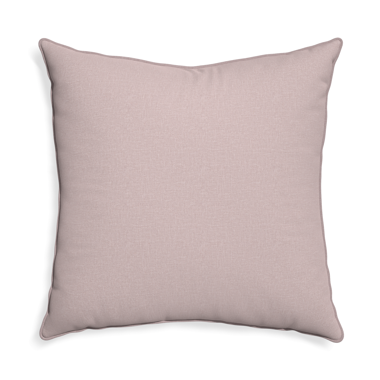 Euro-sham orchid custom mauve pinkpillow with orchid piping on white background
