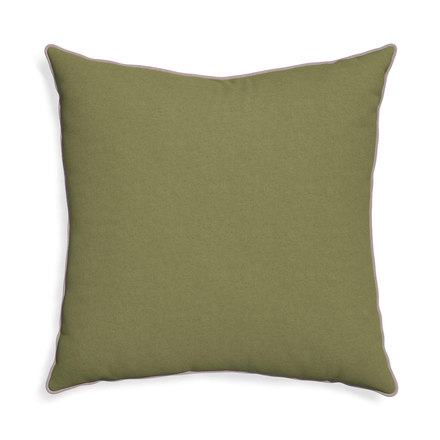Euro-sham moss custom moss greenpillow with orchid piping on white background