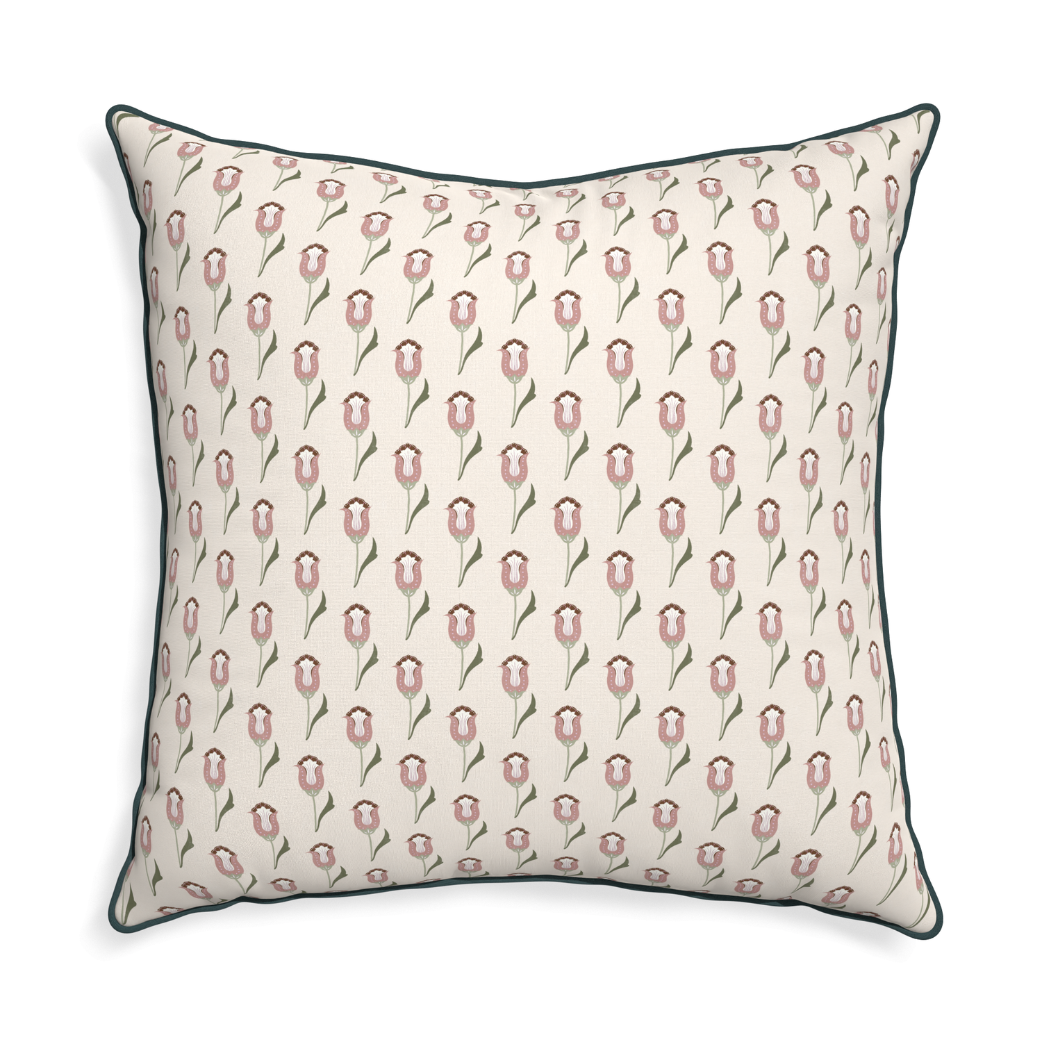 Euro-sham annabelle orchid custom pink tulippillow with p piping on white background