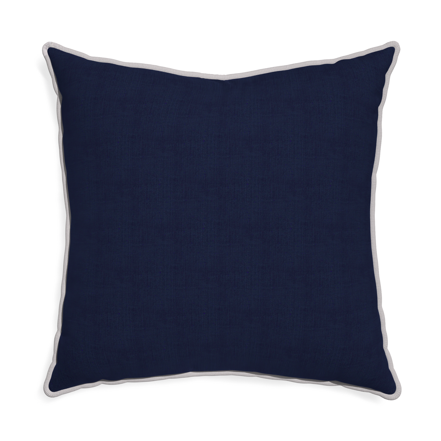 Euro-sham midnight custom navy bluepillow with pebble piping on white background