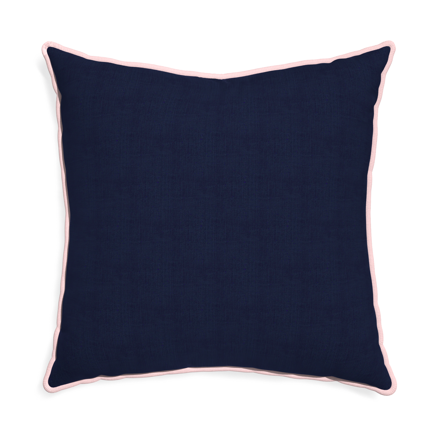 Euro-sham midnight custom navy bluepillow with petal piping on white background