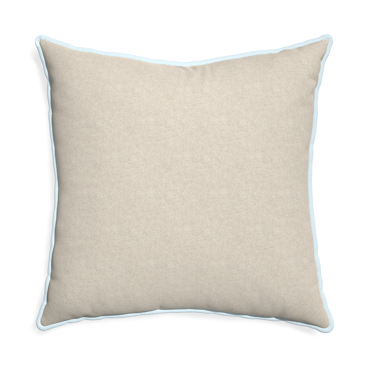 Euro-sham oat custom light brownpillow with powder piping on white background