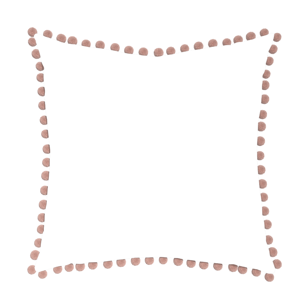 Euro-sham ruby moss custom pillow with rose pom pom on white background