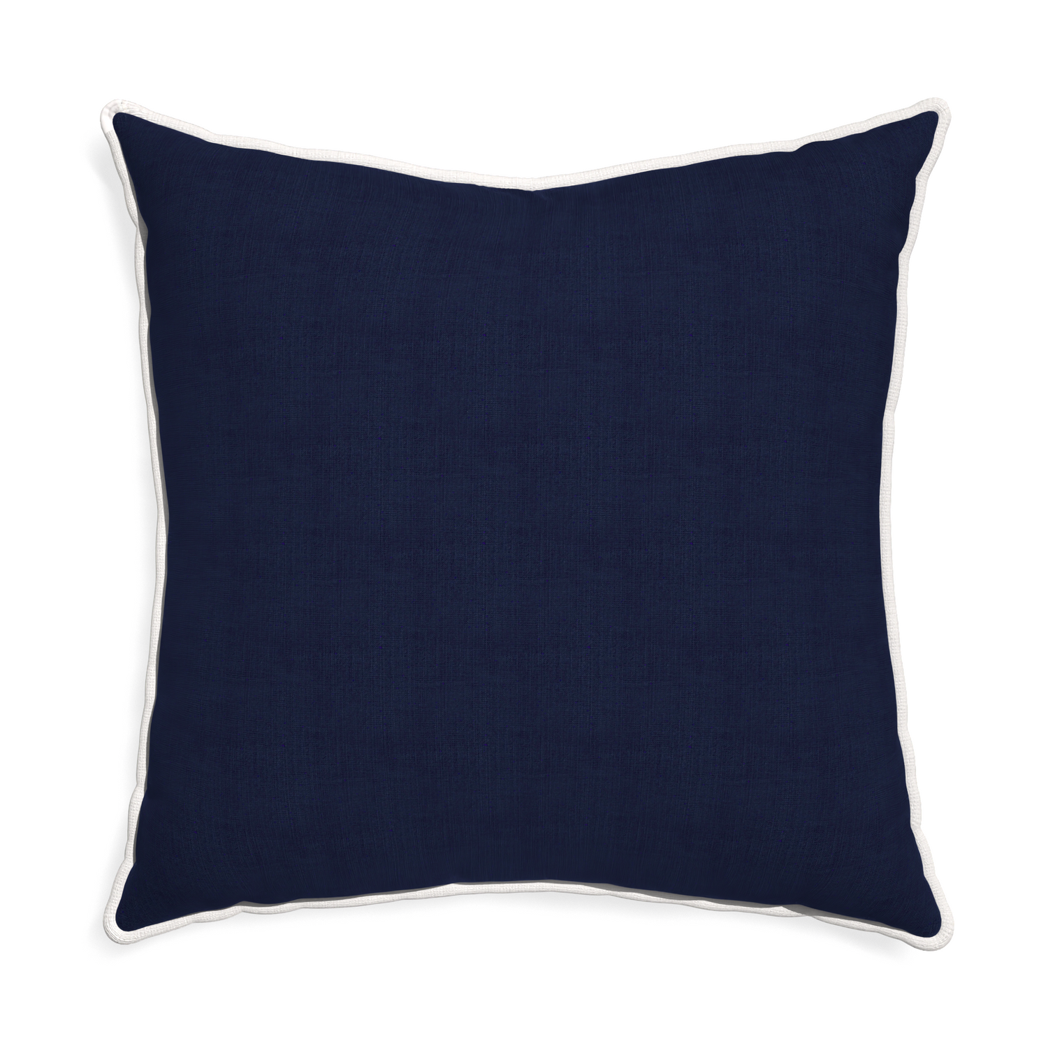 Euro-sham midnight custom navy bluepillow with snow piping on white background