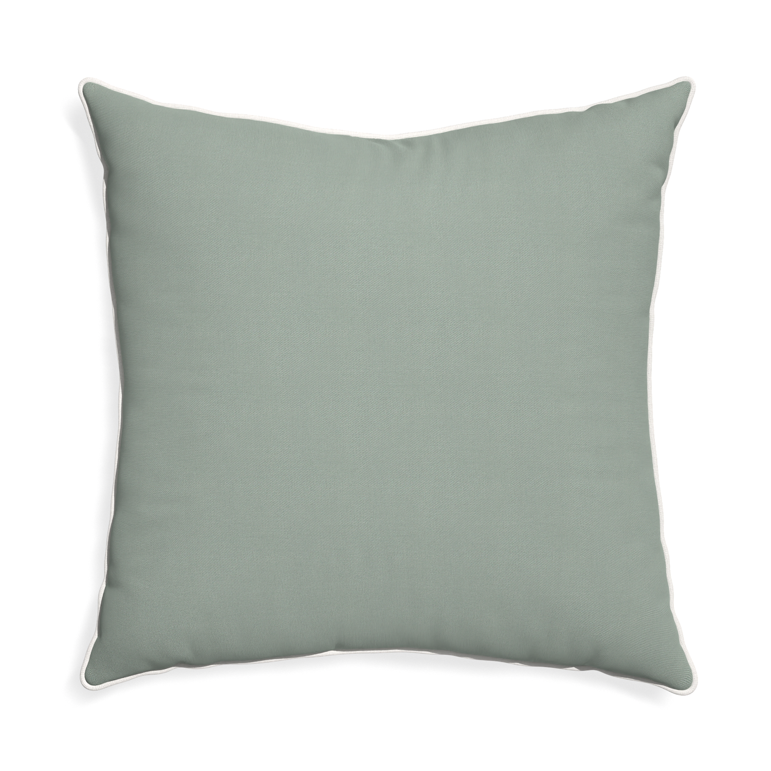 Euro-sham sage custom sage green cottonpillow with snow piping on white background