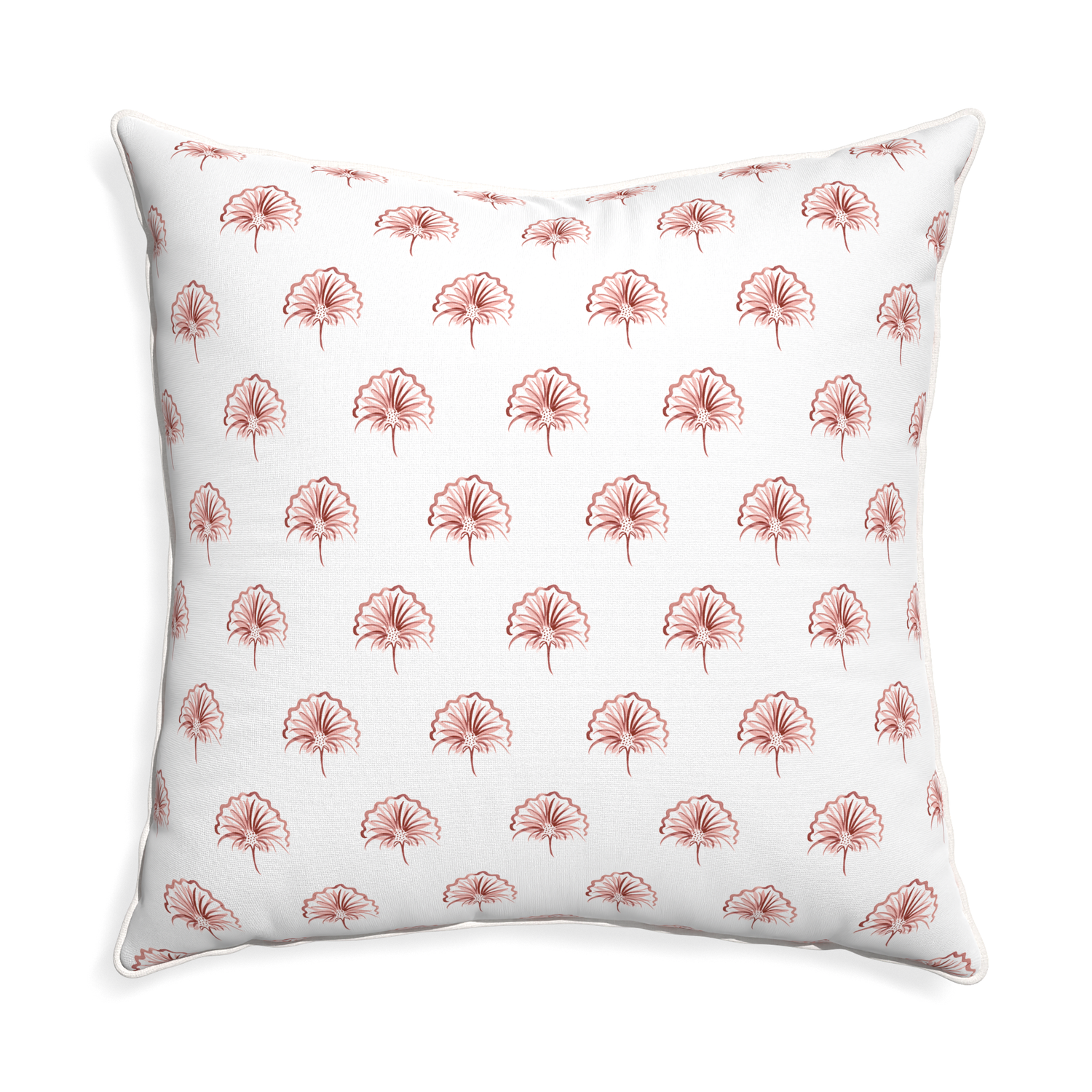 Euro-sham penelope rose custom floral pinkpillow with snow piping on white background