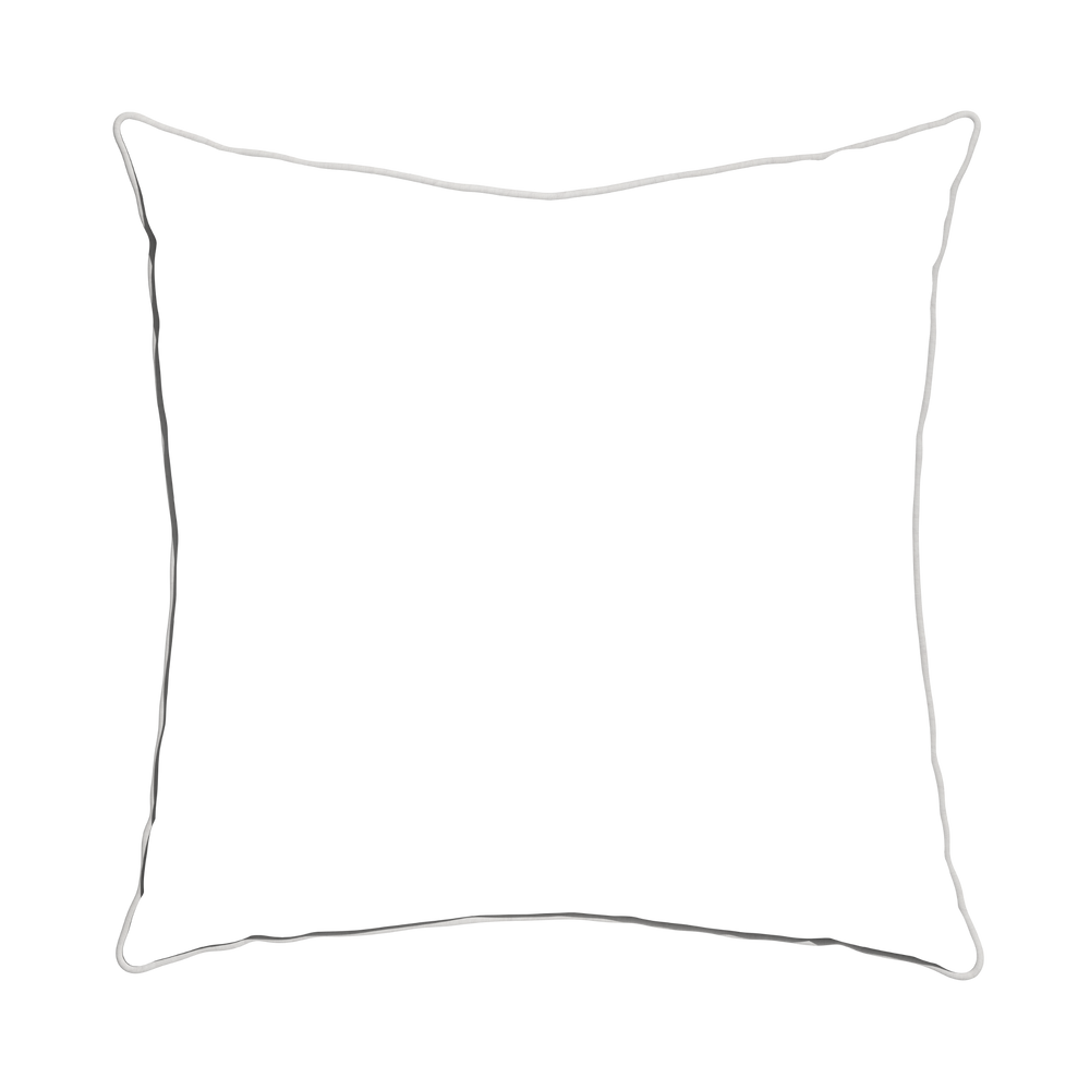 Euro-sham lulie eggshell custom pillow with snow piping on white background