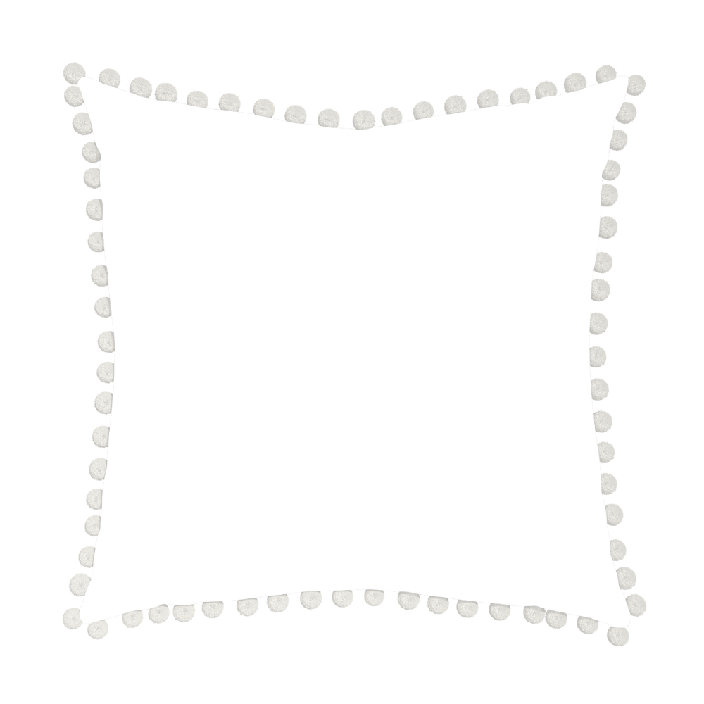 Euro-sham ruby moss custom pillow with snow pom pom on white background