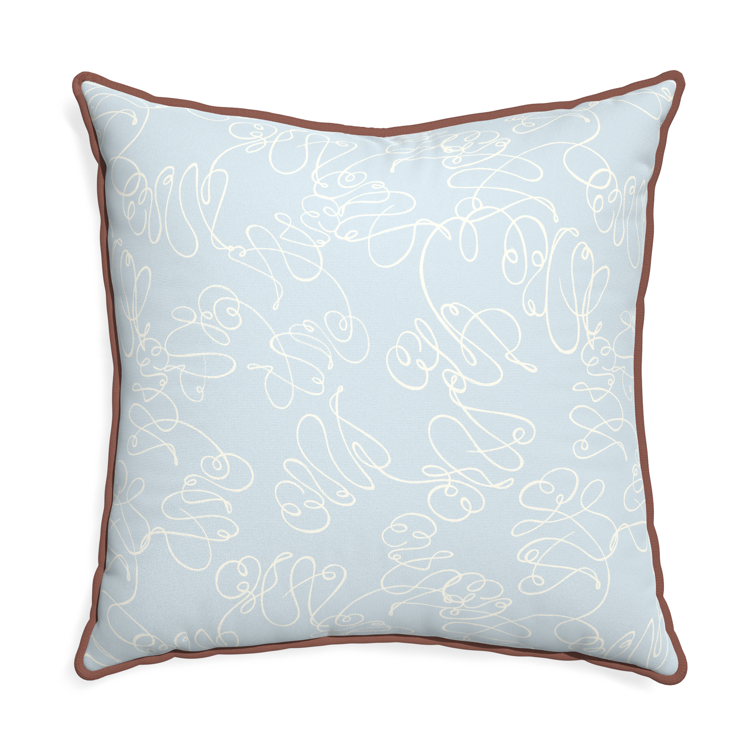 Euro-sham mirabella custom powder blue abstractpillow with w piping on white background