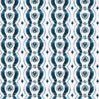 Blue Ikat Striped Fabric