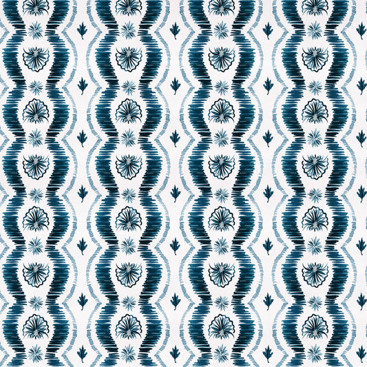 Blue Ikat Striped Fabric